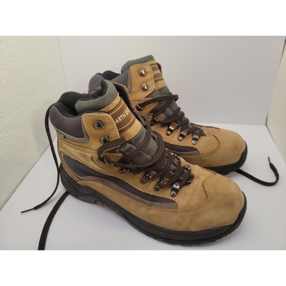 Earth Shoe Amigo Hiking Boots Mens 13 Waterproof Leather Trail Tan Brown